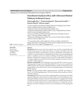 Enrichment Analysis of Hsa-Mir-320A Most Related Pathways in Breast Cancer