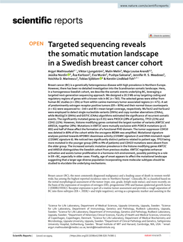 Targeted Sequencing Reveals the Somatic Mutation Landscape in a Swedish Breast Cancer Cohort