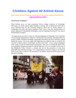 Christians Against All Animal Abuse
