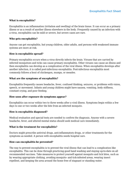 Encephalitis Fact Sheet