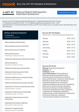 Bus Linie AST 45 Fahrpläne & Karten