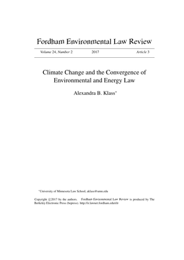 Climate Change and the Convergence of Environmental and Energy Law