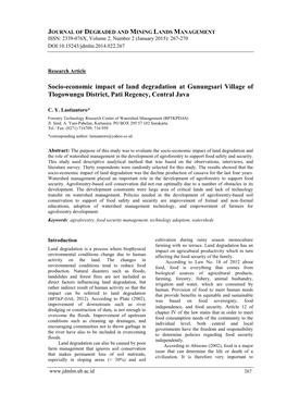 Socio-Economic Impact of Land Degradation at Gunungsari Village of Tlogowungu District, Pati Regency, Central Java