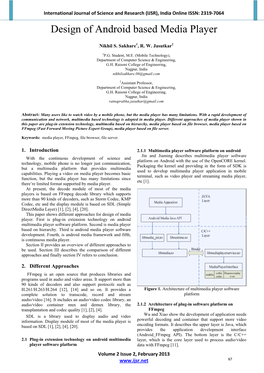 Design of Android Based Media Player
