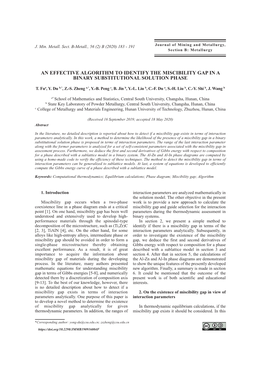 An Effective Algorithm to Identify the Miscibility Gap in a Binary Substitutional Solution Phase