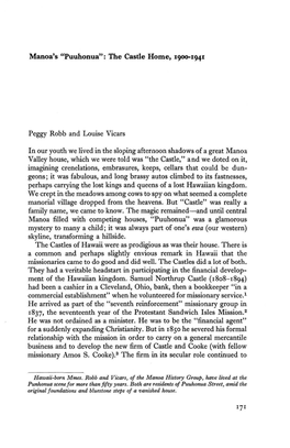 Manoa's "Puuhonua": the Castle Home, 1900-1941