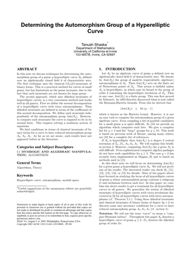 Determining the Automorphism Group of a Hyperelliptic Curve