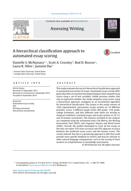 A Hierarchical Classification Approach to Automated Essay Scoring