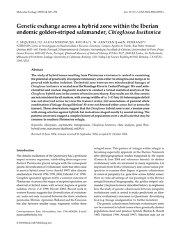 Genetic Exchange Across a Hybrid Zone Within the Iberian Endemic