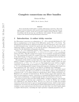 Complete Connections on Fiber Bundles