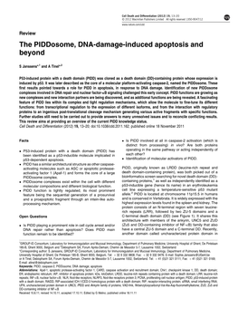 The Piddosome, DNA-Damage-Induced Apoptosis and Beyond