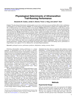 Physiological Determinants of Ultramarathon Trail-Running Performance