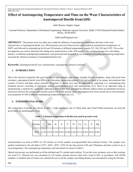 128. Effect of Austempering Temperature and Time on the Wear Characteristics of Austempered Ductile Iron(Adi