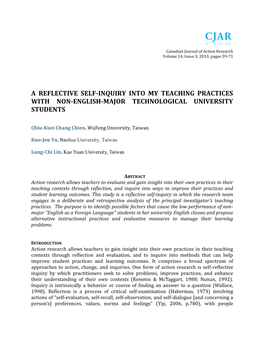 A Reflective Self-Inquiry Into My Teaching Practices with Non-English-Major Technological University Students