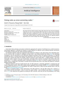 Voting Rules As Error-Correcting Codes ∗ Ariel D