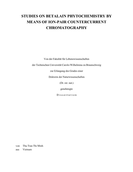 Studies on Betalain Phytochemistry by Means of Ion-Pair Countercurrent Chromatography