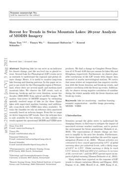 Recent Ice Trends in Swiss Mountain Lakes: 20-Year Analysis of MODIS Imagery