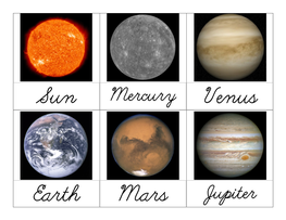 Solar System 3 Part Cards