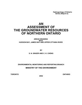 An Assessment of the Groundwater Resources of Northern Ontario