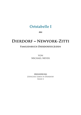 Ortstabelle I Dierdorf – Newyork-Zitti
