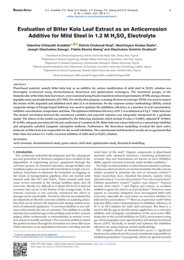 Evaluation of Bitter Kola Leaf Extract As an Anticorrosion Additive for Mild