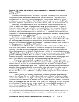 Tug Endotracheal Tube to Assess Tube Location; a Randomized Clinical Trial William P