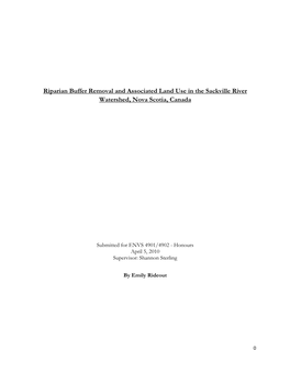 Riparian Buffer Removal and Associated Land Use in the Sackville River Watershed, Nova Scotia, Canada