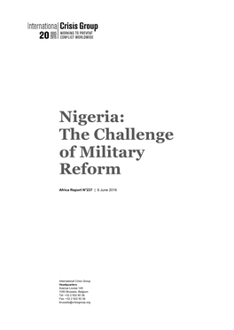 Nigeria: the Challenge of Military Reform