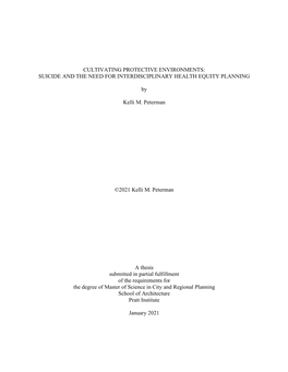 Cultivating Protective Environments: Suicide and the Need for Interdisciplinary Health Equity Planning