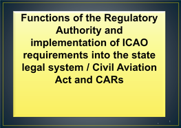 The Functions of an Aviation Safety Regulatory Authority