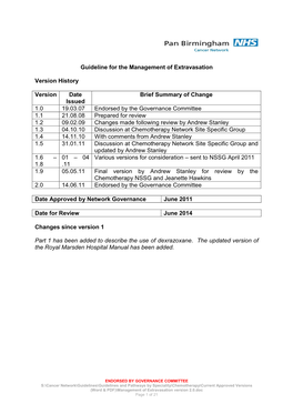 Guideline for the Management of Extravasation