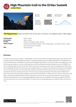 High Mountain Trail to the Ortles Summit ALPINE TREKS