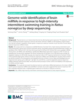 Genome-Wide Identification of Brain Mirnas in Response to High