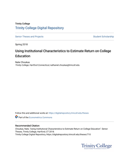 Using Institutional Characteristics to Estimate Return on College Education