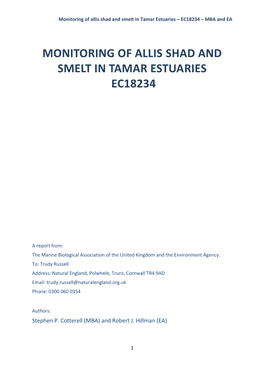 Monitoring of Allis Shad and Smelt in Tamar Estuaries Ec18234