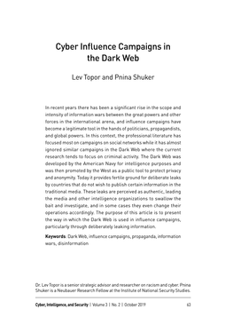 Cyber Influence Campaigns in the Dark Web