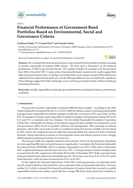 Financial Performance of Government Bond Portfolios Based on Environmental, Social and Governance Criteria