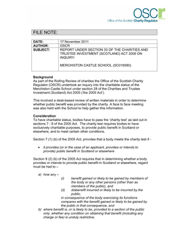 SC016580 Merchiston Castle School Updated Inquiry Report