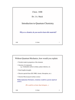 Introduction to Quantum Chemistry