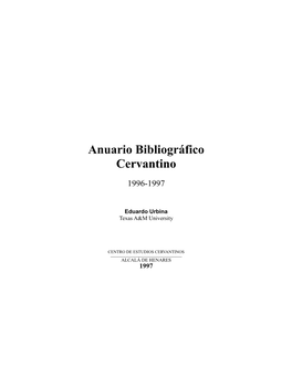 Anuario Bibliográfico Cervantino