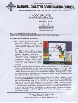 Sitrep 67 NDCC Update Idps in Mindanao