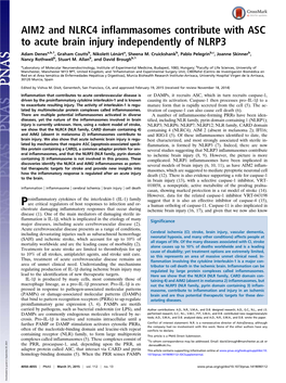 AIM2 and NLRC4 Inflammasomes Contribute with ASC to Acute Brain Injury Independently of NLRP3