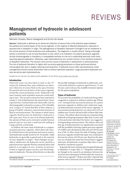 Management of Hydrocele in Adolescent Patients Marcello Cimador, Marco Castagnetti and Enrico De Grazia