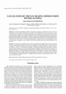 Late Quaternary Mollusc-Bearing Deposits from Bechar (Algeria)