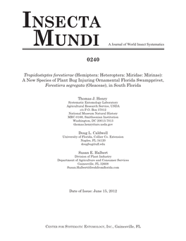 Insecta Mundi a Journal of World Insect Systematics 0240