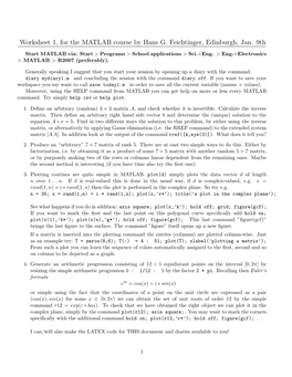 Worksheet 1, for the MATLAB Course by Hans G. Feichtinger, Edinburgh, Jan