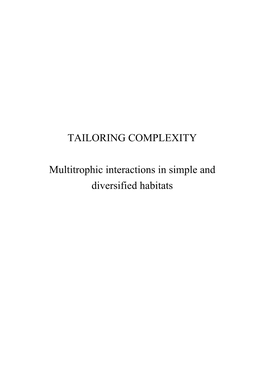 Tibor Bukovinszky TAILORING COMPLEXITY Multitrophic