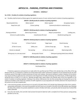 Article Iii. - Parking, Stopping and Standing