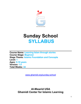 Sunday School SYLLABUS