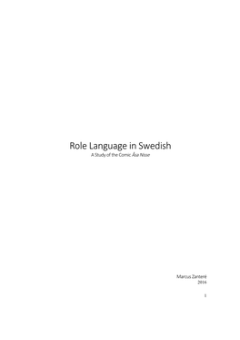 Role Language in Swedish a Study of the Comic Åsa Nisse